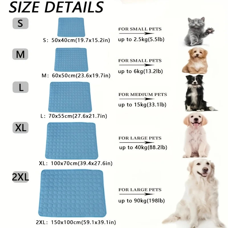 Self-Cooling Dog Mat for Summer – Washable Ice Silk Pad for Dogs