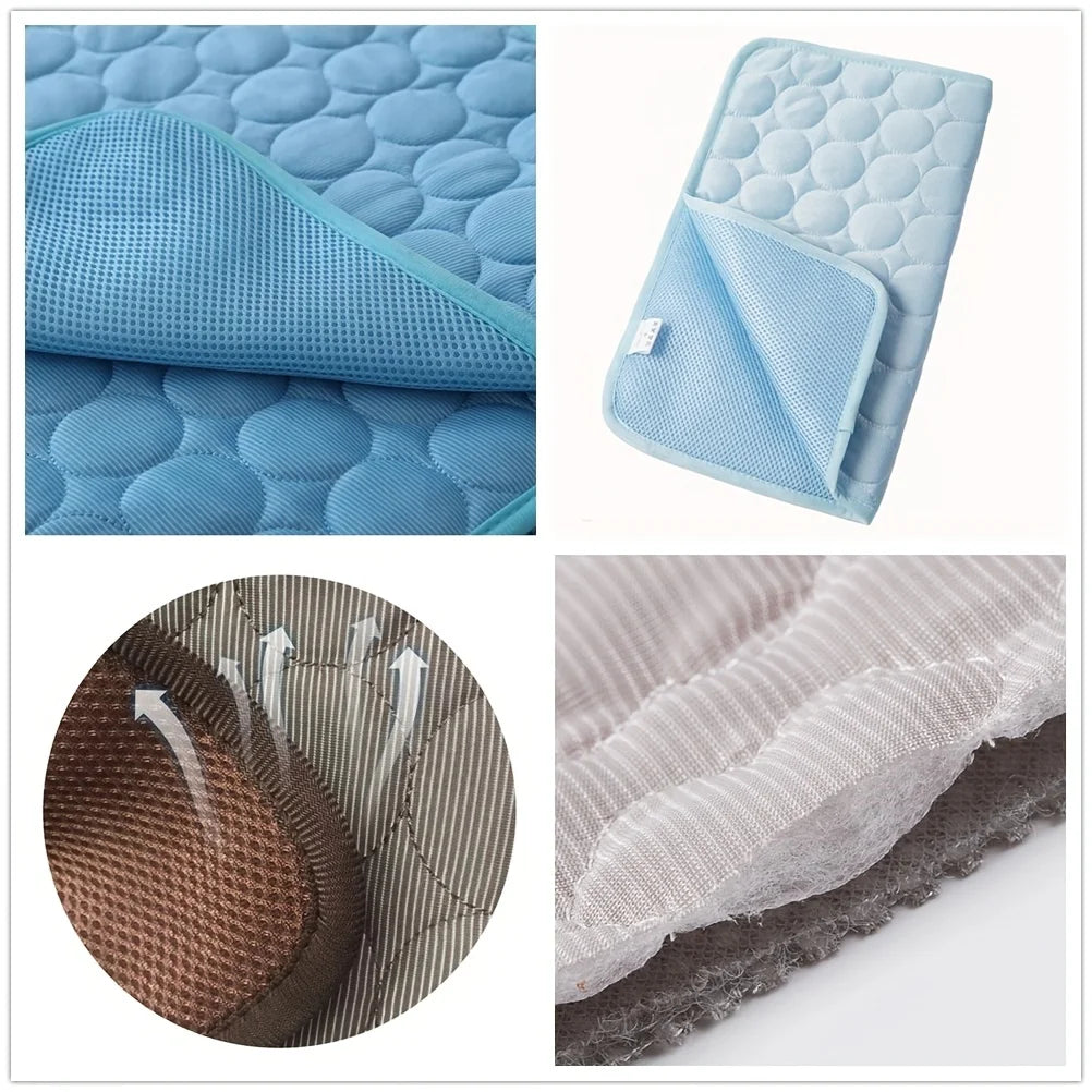 Self-Cooling Dog Mat for Summer – Washable Ice Silk Pad for Dogs
