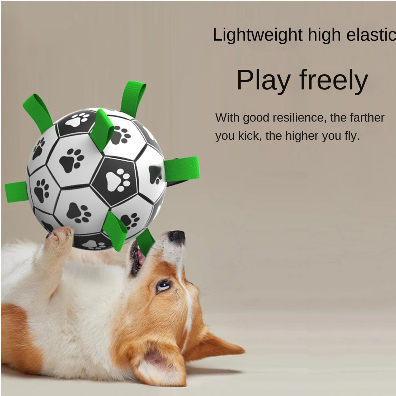 Interactive Soccer Ball Toy for Dogs – Lightweight with Nylon Ribbons for Tug Play