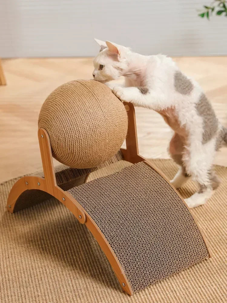 Wooden Cat Scratching Ball & Sisal Board – Durable Claw Grinder & Play Toy