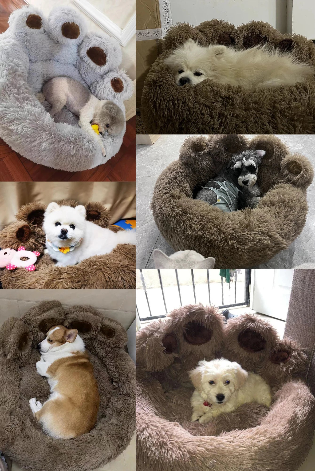 Fluffy Paw-Shaped Dog Bed for Small to Large Pets