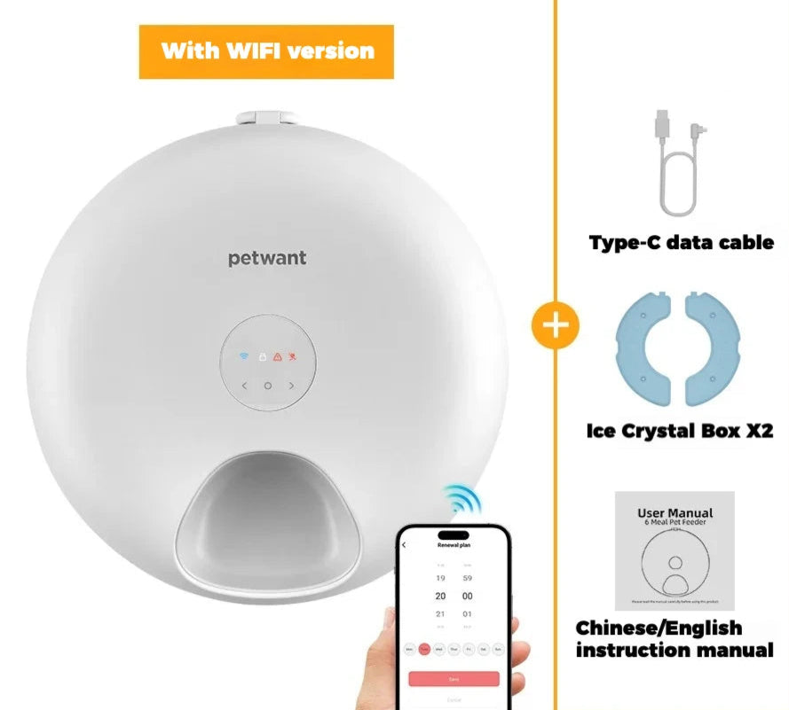 6-Meal Smart Pet Feeder – App-Controlled, Automatic, & Keeps Food Fresh