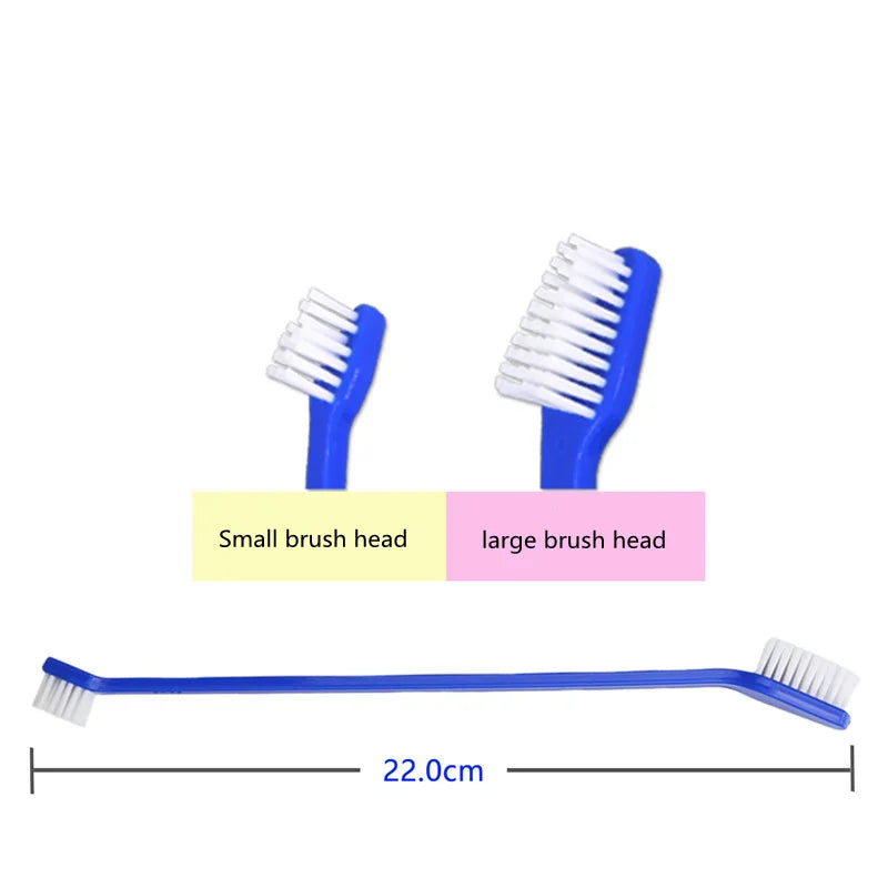 Dual-Ended Pet Toothbrush with Large & Small Heads for Thorough Oral Hygiene