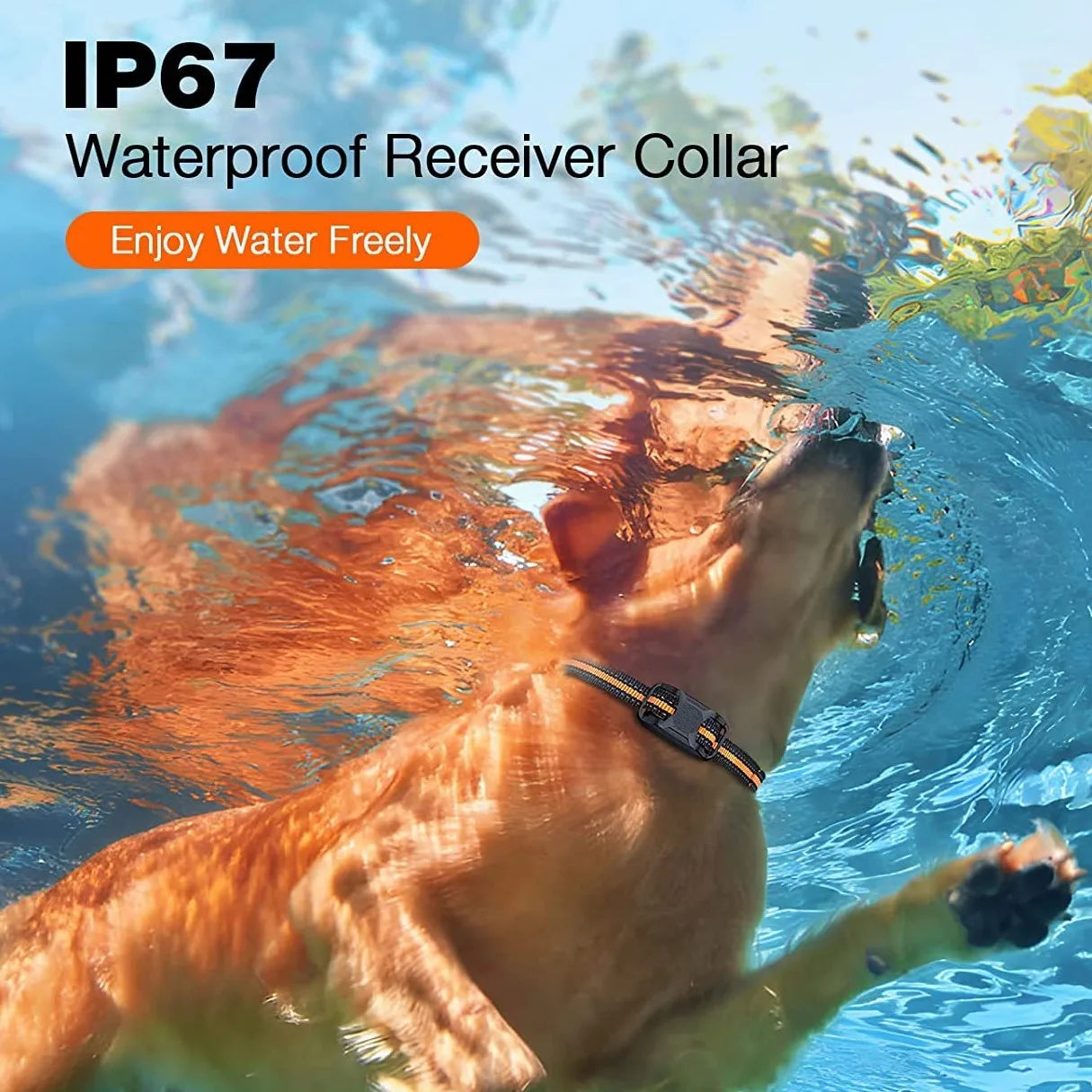 3300FT waterproof rechargeable dog training collar with remote, featuring beep, vibration, and shock modes for small, medium, and large dogs.