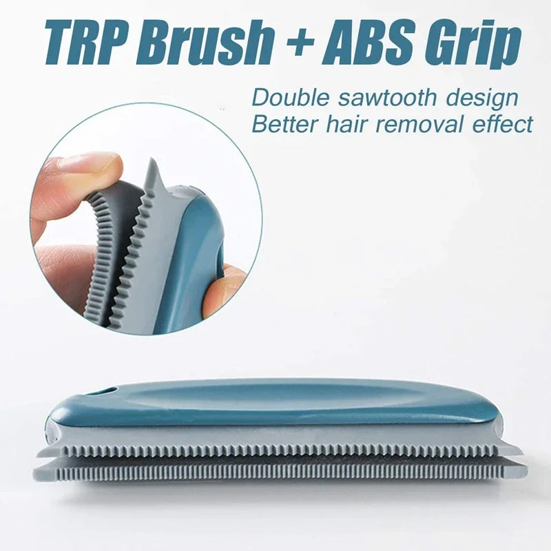 Portable Manual Lint Hair Remover Brush with Double Serrated Design for Pet Hair & Dust Removal