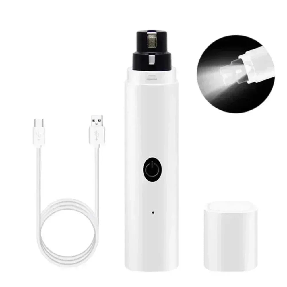 Rechargeable electric pet nail grinder with USB – Safe grooming clipper tool for trimming dog and cat nails at home.