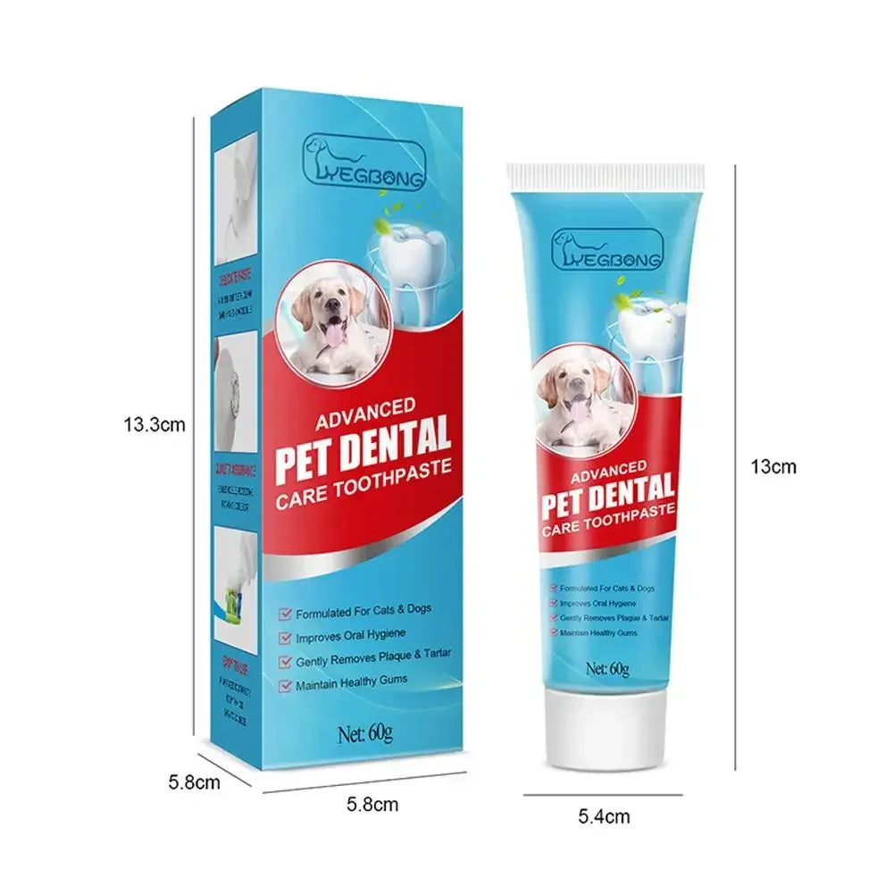 Edible pet toothpaste for cats and dogs in a tube, safe for daily use, with enzymatic formula and no-rinse application for fresh breath and clean teeth.
