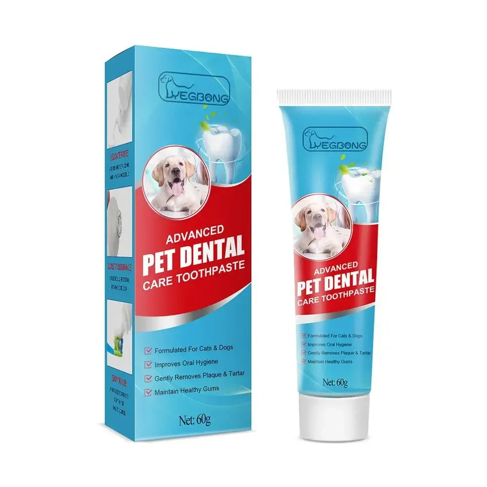 Edible pet toothpaste for cats and dogs in a tube, safe for daily use, with enzymatic formula and no-rinse application for fresh breath and clean teeth.