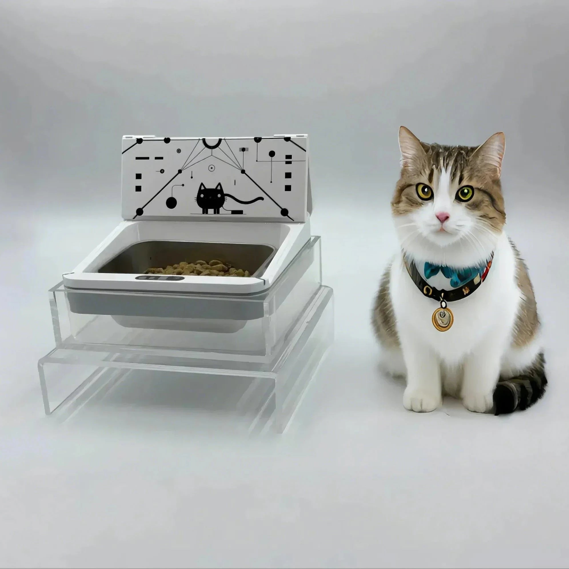 Smart RFID Cat Feeder – Automatic, Rechargeable & Infrared-Sensing