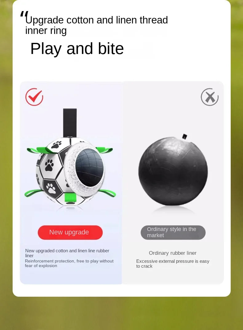 Interactive Soccer Ball Toy for Dogs – Lightweight with Nylon Ribbons for Tug Play