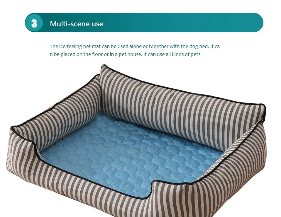 Self-Cooling Dog Mat for Summer – Washable Ice Silk Pad for Dogs