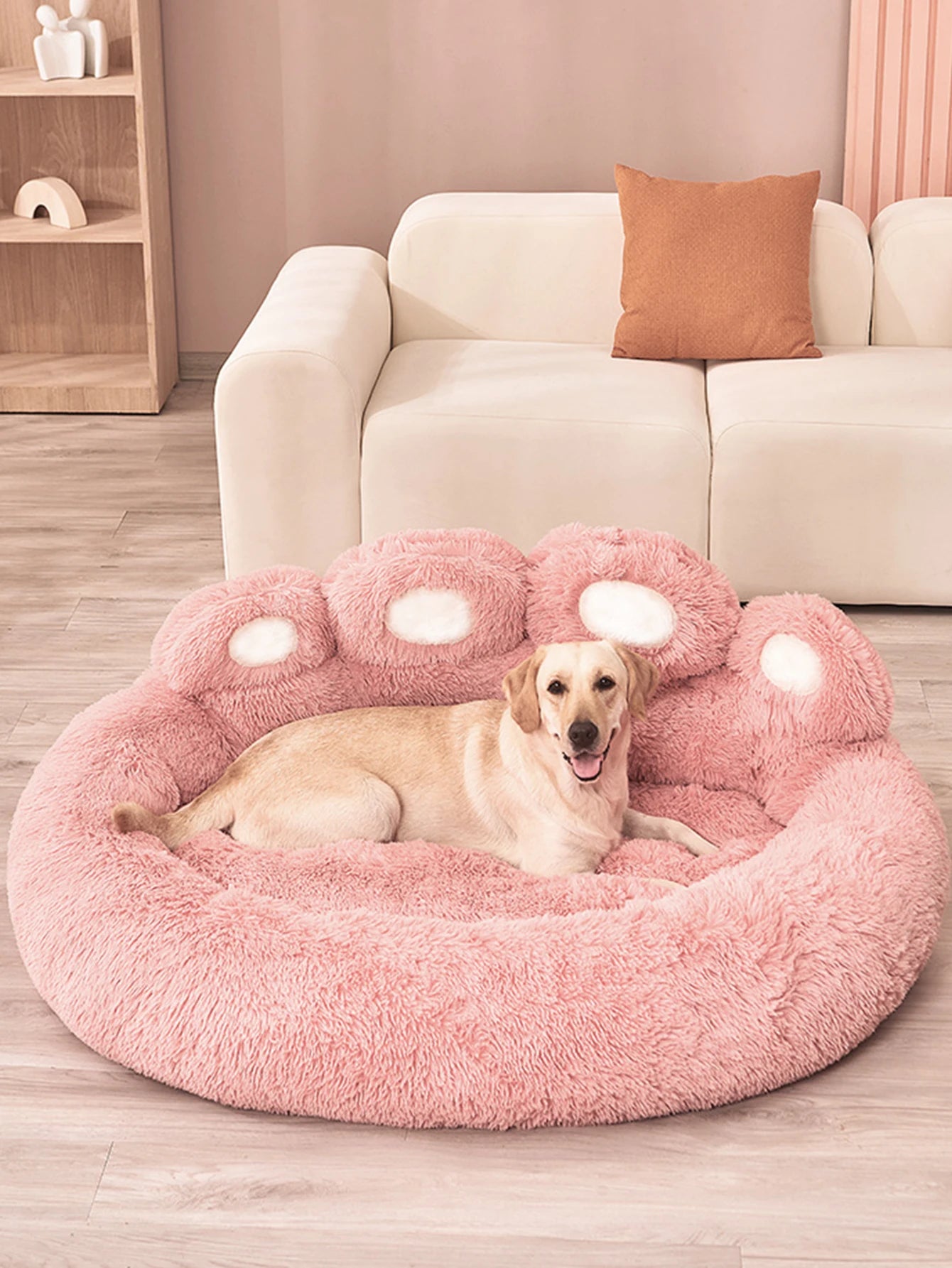 Fluffy Paw-Shaped Dog Bed for Small to Large Pets