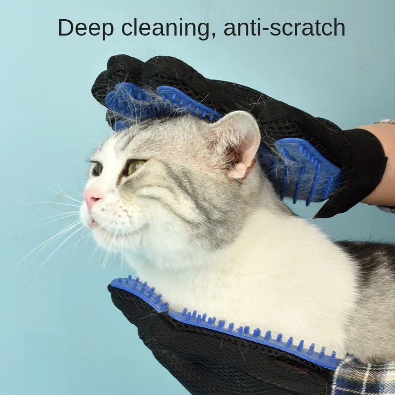 Silicone Pet Grooming Glove – Hair Removal & Bath Brush for Cats & Dogs