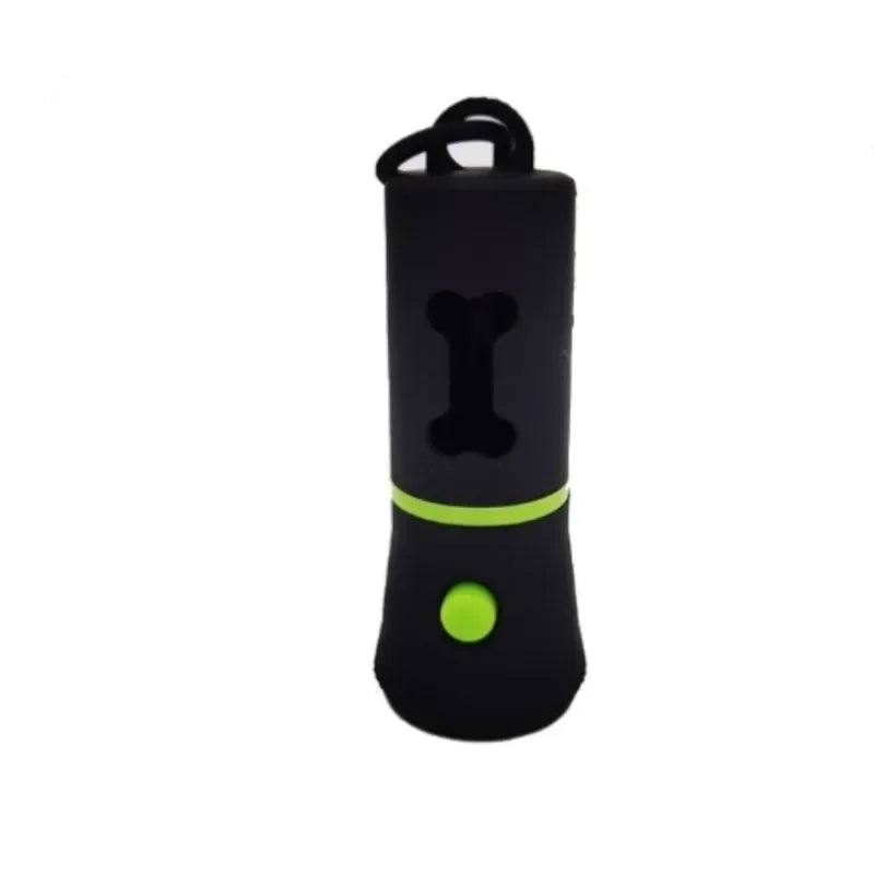 LED Flashlight Poop Bag Dispenser with Bone-Shaped Opening