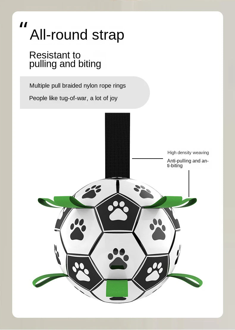 Interactive Soccer Ball Toy for Dogs – Lightweight with Nylon Ribbons for Tug Play