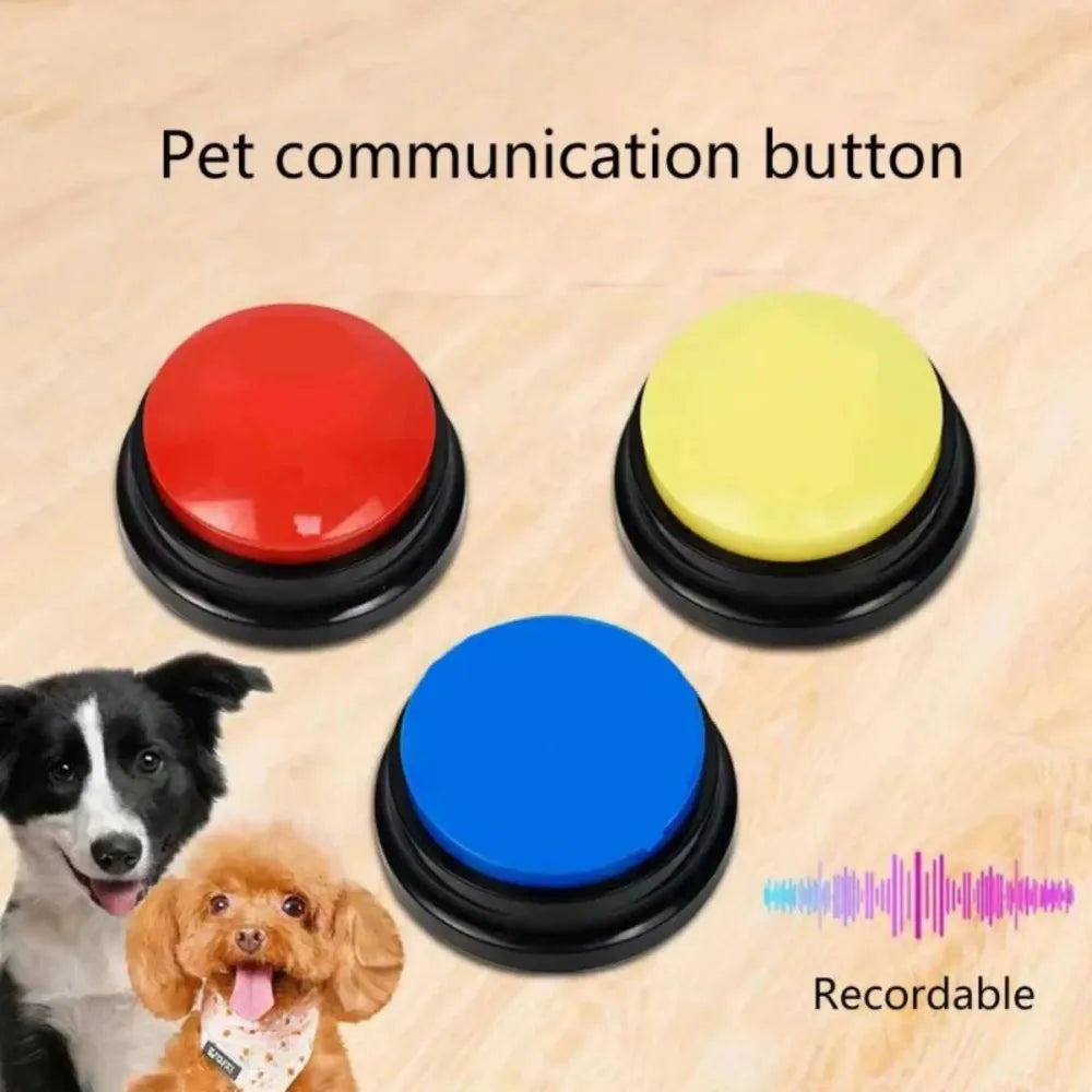 Dog communication buttons with 30-second voice recording – interactive buzzer toy for pet training and talking with dogs and cats.
