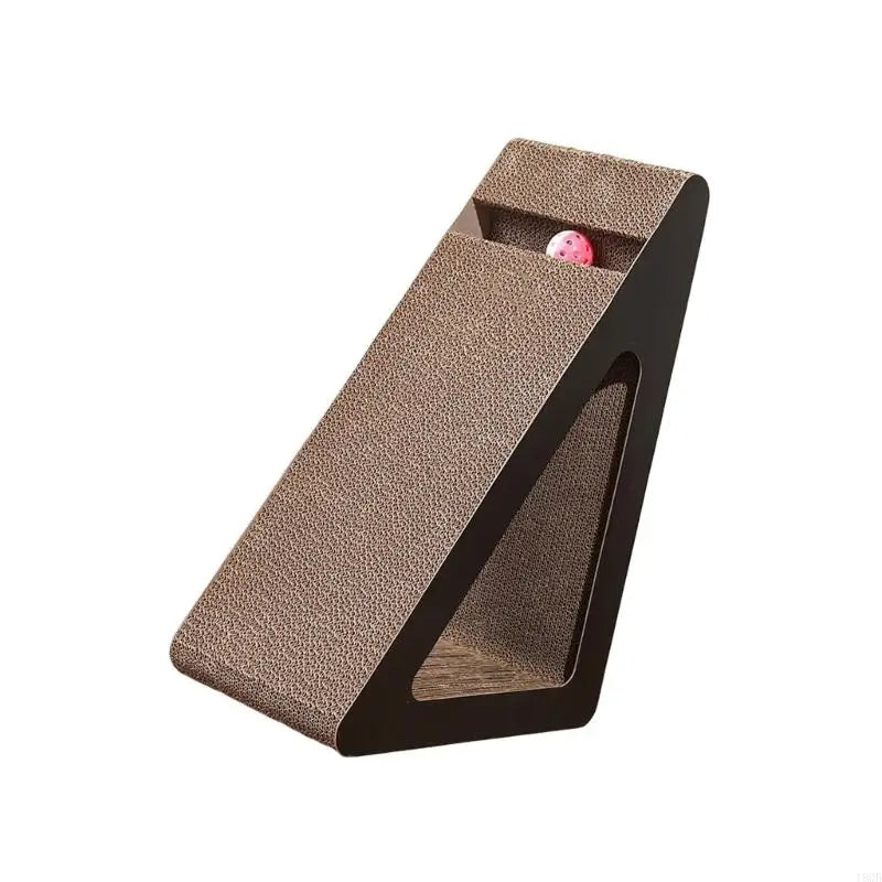 Triangular Cat Scratcher with Rotating Ball – Multiuse Claw Board for Play, Exercise & Rest