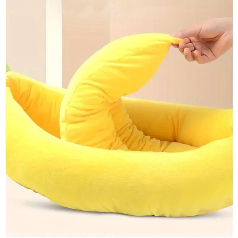 Cute & Cozy Banana Pet Bed for Cats and Small Dogs – Soft, Fun, and Washable