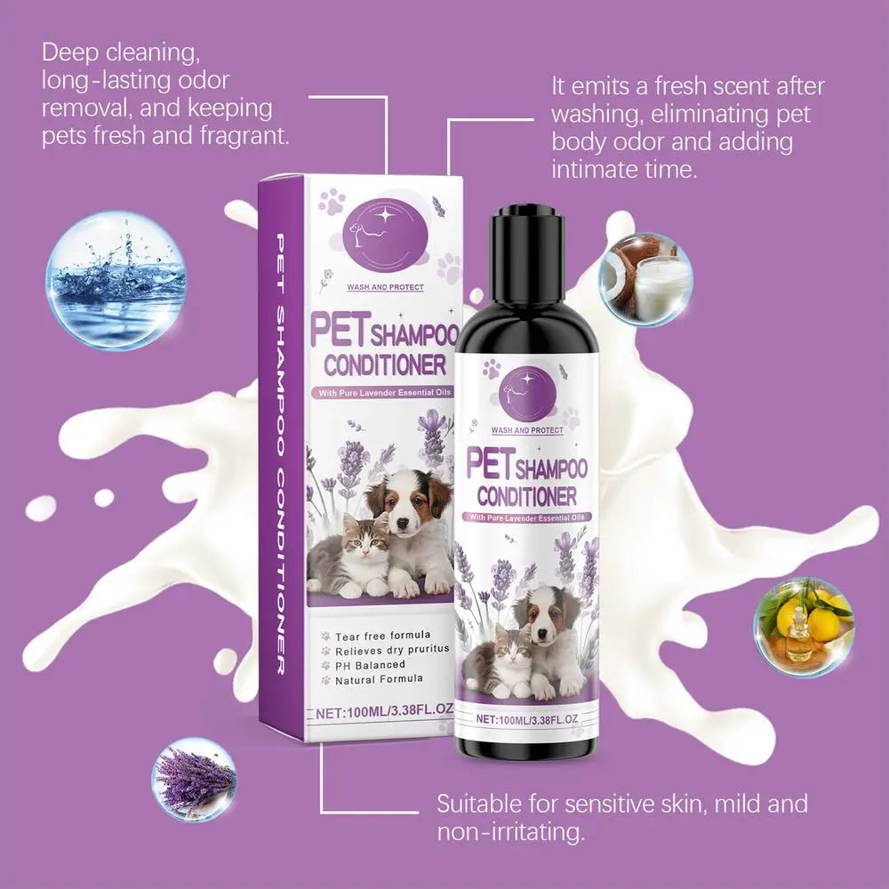 Natural Lavender Pet Shampoo & Conditioner – Gentle, Plant-Based, Moisturizing & Soothing