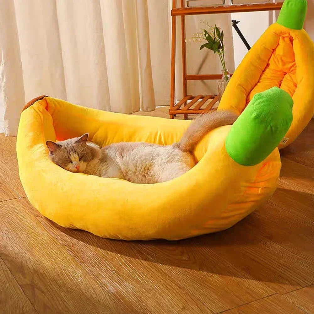 Cute & Cozy Banana Pet Bed for Cats and Small Dogs – Soft, Fun, and Washable