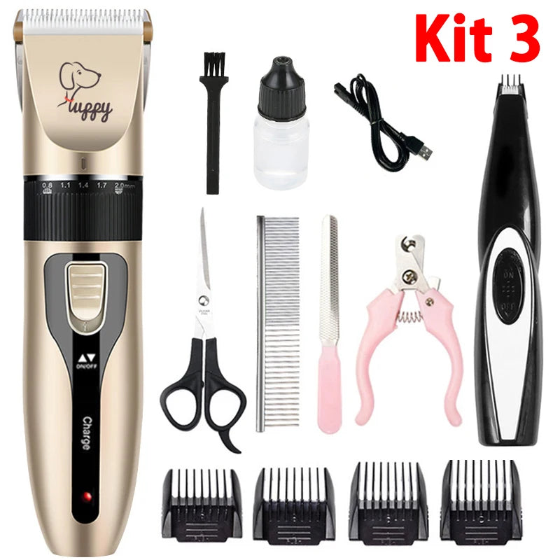 Rechargeable Pet Grooming Clipper Kit – Quiet, Cordless & Adjustable for Dogs and Cats