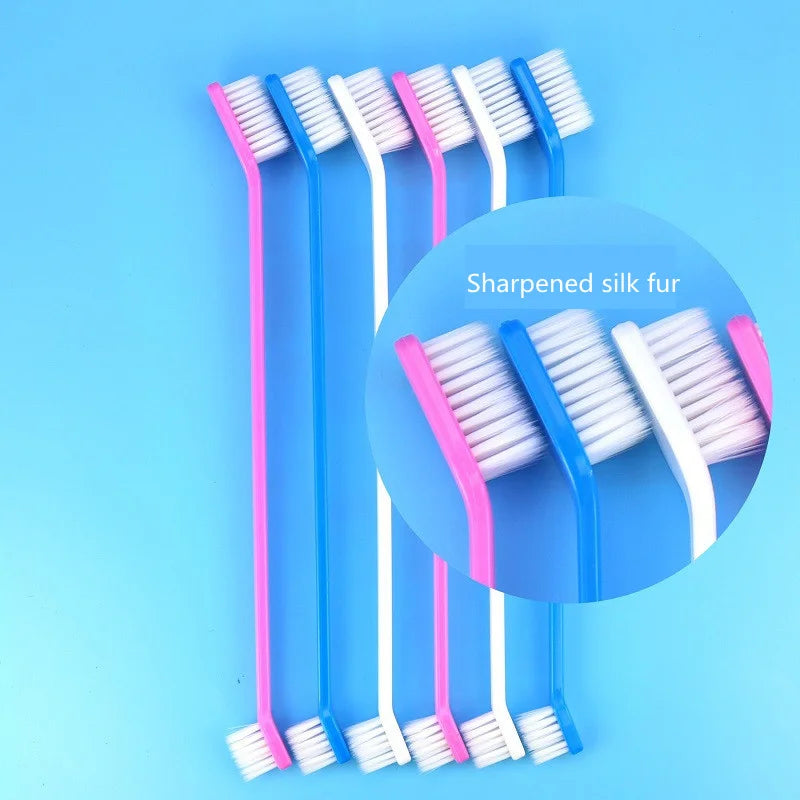 Dual-Ended Pet Toothbrush with Large & Small Heads for Thorough Oral Hygiene