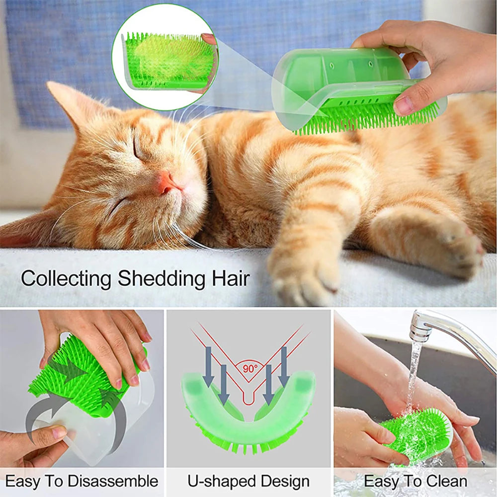 Corner Wall Pet Grooming Brush – Self-Grooming Hair Remover for Cats & Dogs