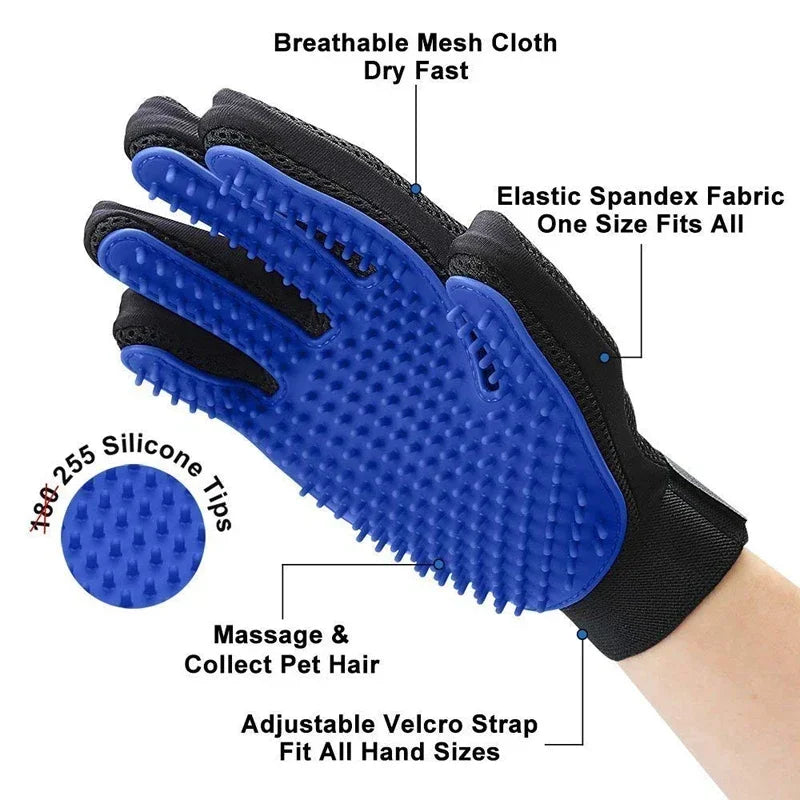 Silicone Pet Grooming Glove – Hair Removal & Bath Brush for Cats & Dogs