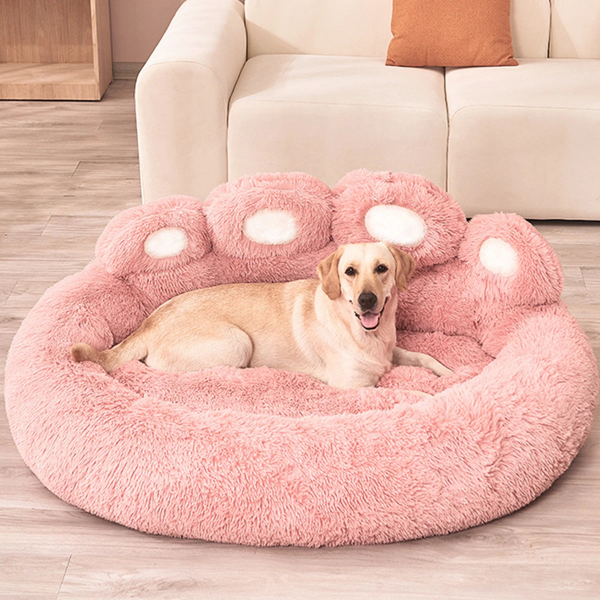 Fluffy Paw-Shaped Dog Bed for Small to Large Pets