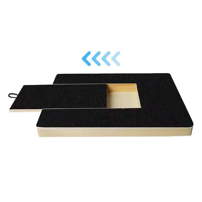 Adjustable wooden dog nail file board for safe grooming. Dog Nail Scratchboard with emery board nail file surface for natural nail trimming.