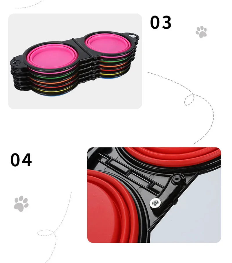 Collapsible Double Pet Bowl – Portable, Foldable & Perfect for Travel
