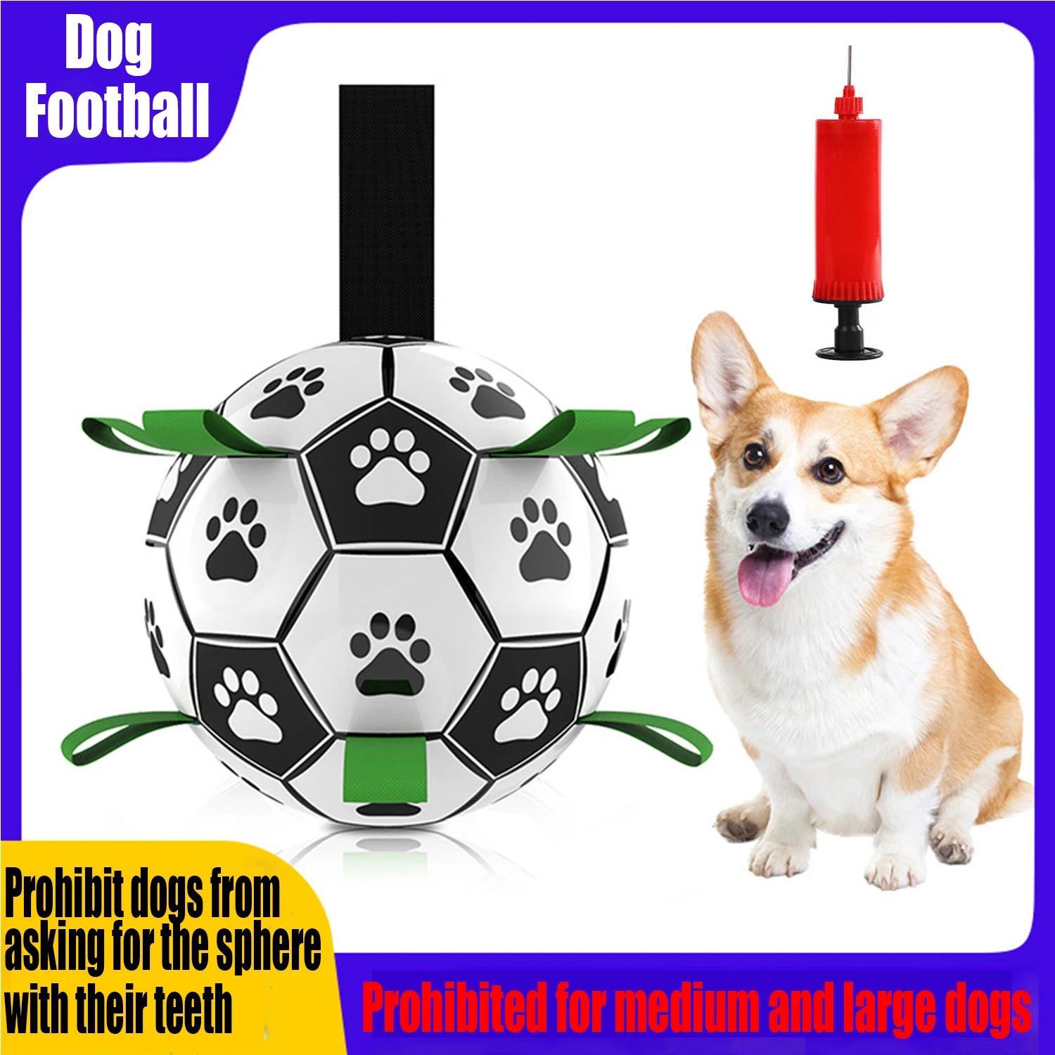 Interactive Soccer Ball Toy for Dogs – Lightweight with Nylon Ribbons for Tug Play