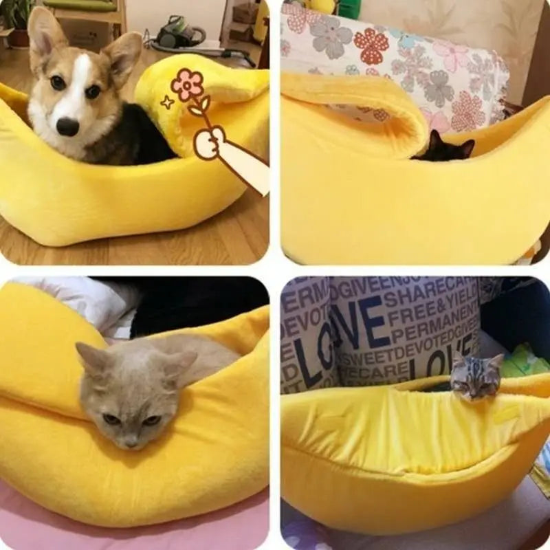 Cozy Banana Nest for Cats and Small Dogs