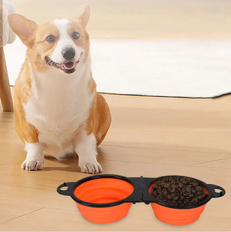 Collapsible Double Pet Bowl – Portable, Foldable & Perfect for Travel