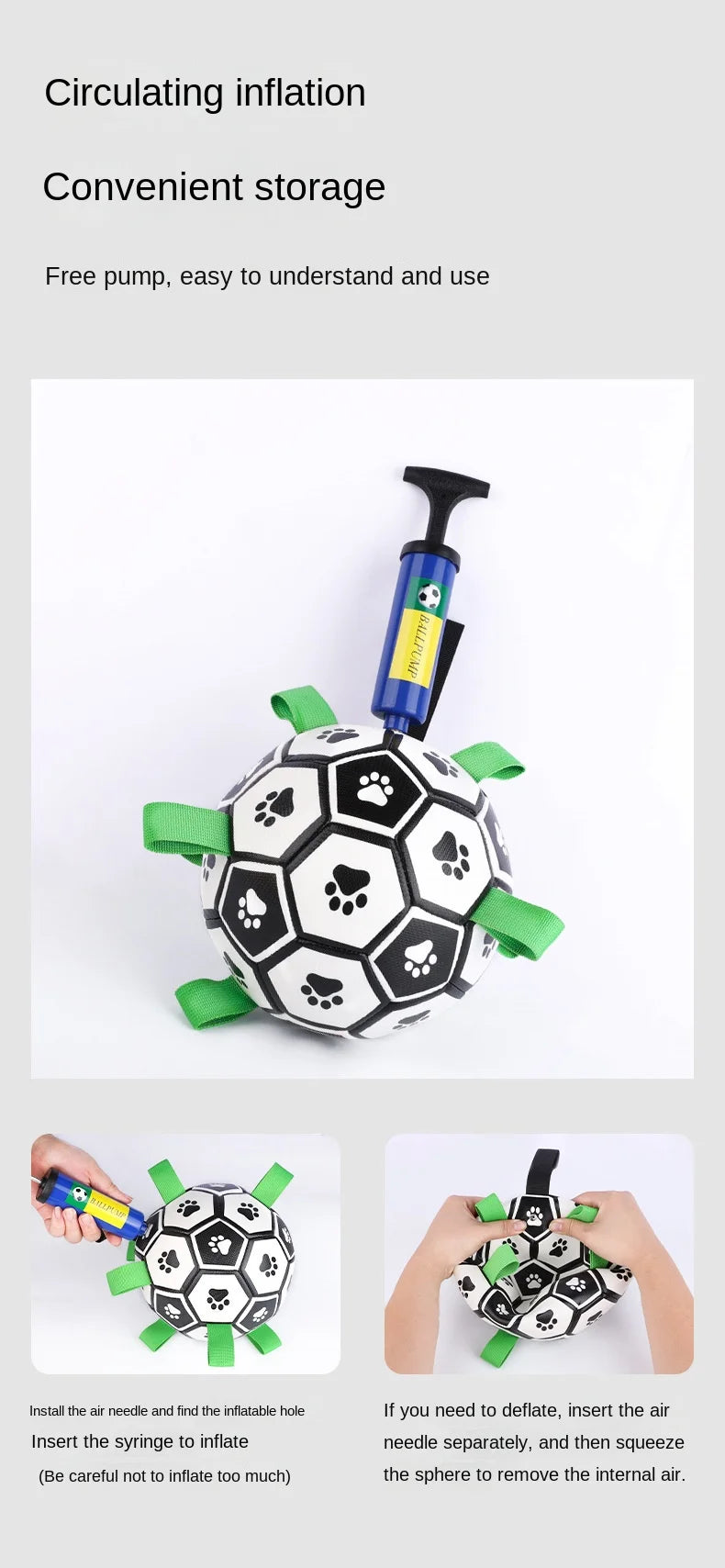 Interactive Soccer Ball Toy for Dogs – Lightweight with Nylon Ribbons for Tug Play