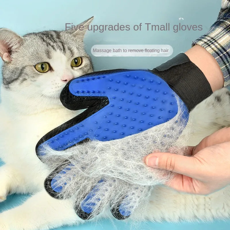 Silicone Pet Grooming Glove – Hair Removal & Bath Brush for Cats & Dogs