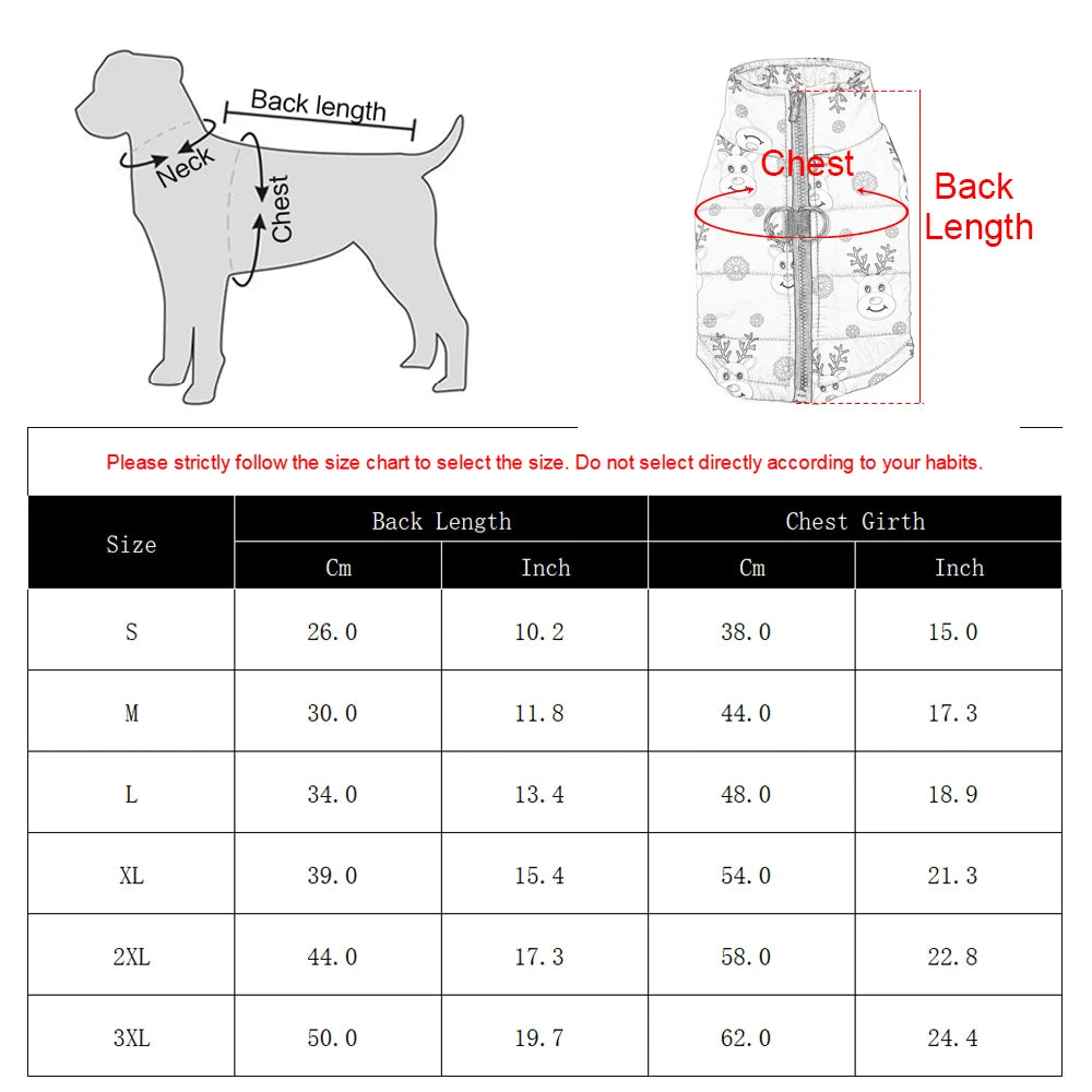 Christmas Dog Jacket with Zipper & D-Ring – Warm, Windproof & Stylish