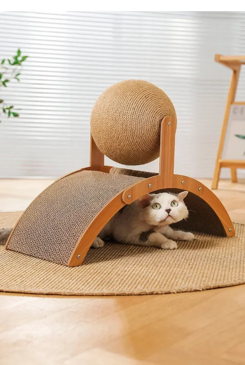 Wooden Cat Scratching Ball & Sisal Board – Durable Claw Grinder & Play Toy
