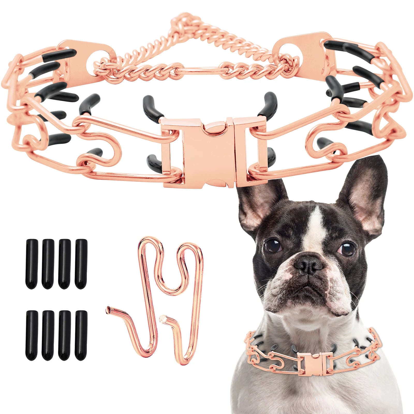 Stainless Steel Prong Pinch Dog Collar with Quick Release – Adjustable No-Pull Training Collar