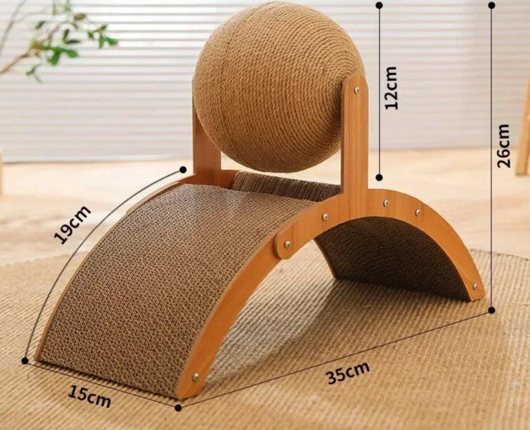 Wooden Cat Scratching Ball & Sisal Board – Durable Claw Grinder & Play Toy