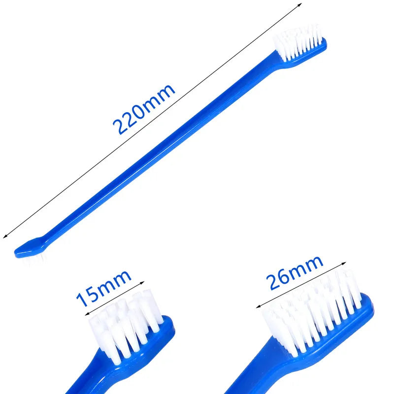 Dual-Ended Pet Toothbrush with Large & Small Heads for Thorough Oral Hygiene