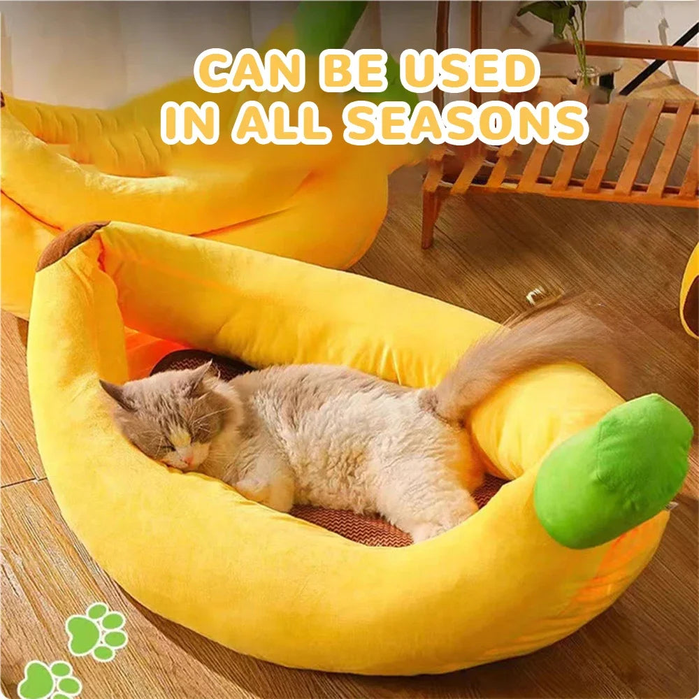 Cute & Cozy Banana Pet Bed for Cats and Small Dogs – Soft, Fun, and Washable