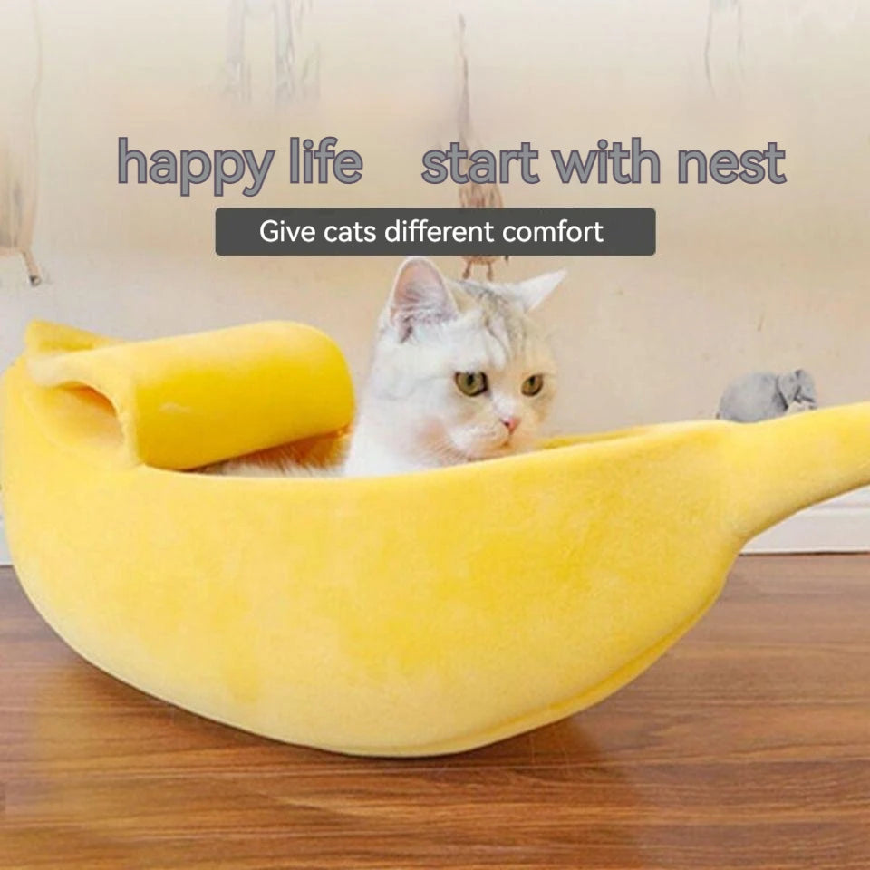 Cozy Banana Nest for Cats and Small Dogs