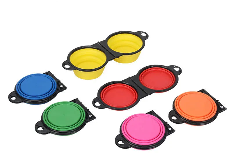 Collapsible Double Pet Bowl – Portable, Foldable & Perfect for Travel