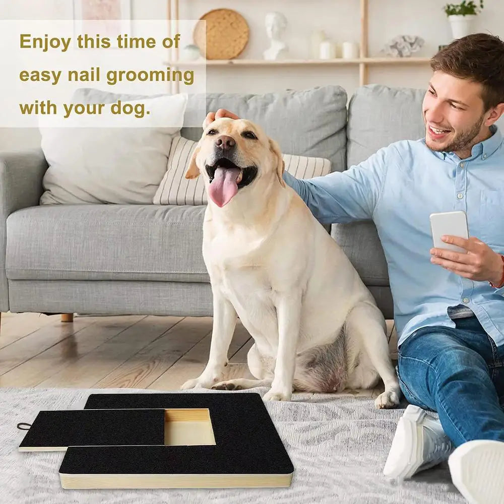 Dog Nail Scratchboard – Adjustable Wooden Nail Filing Board for Safe & Stress-Free Grooming