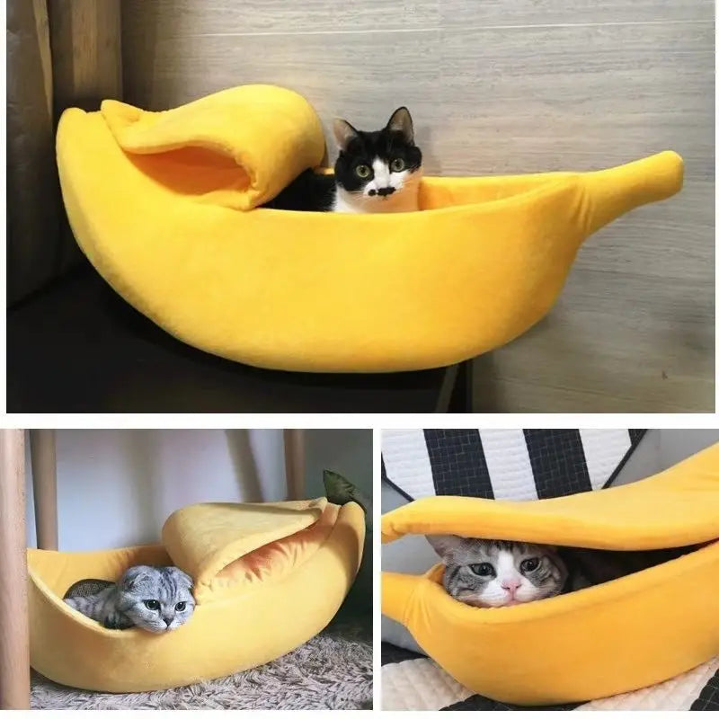 Cozy Banana Nest for Cats and Small Dogs