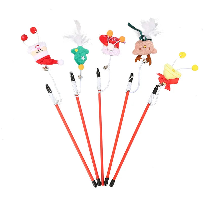 Christmas-Themed Cat Teaser Toys – Interactive Plush Fun for Your Feline
