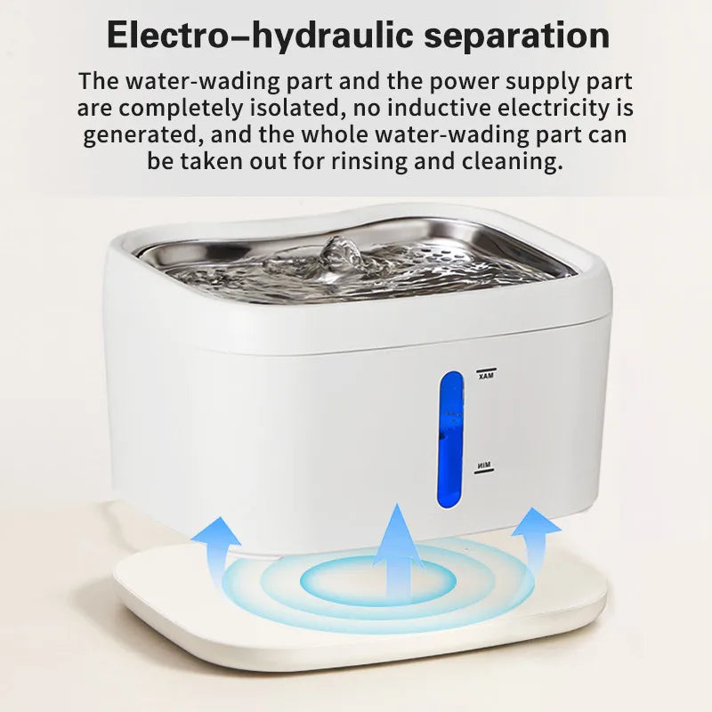 2.5L Wireless Pet Water Fountain with Dual Sensor and Long-Lasting Battery