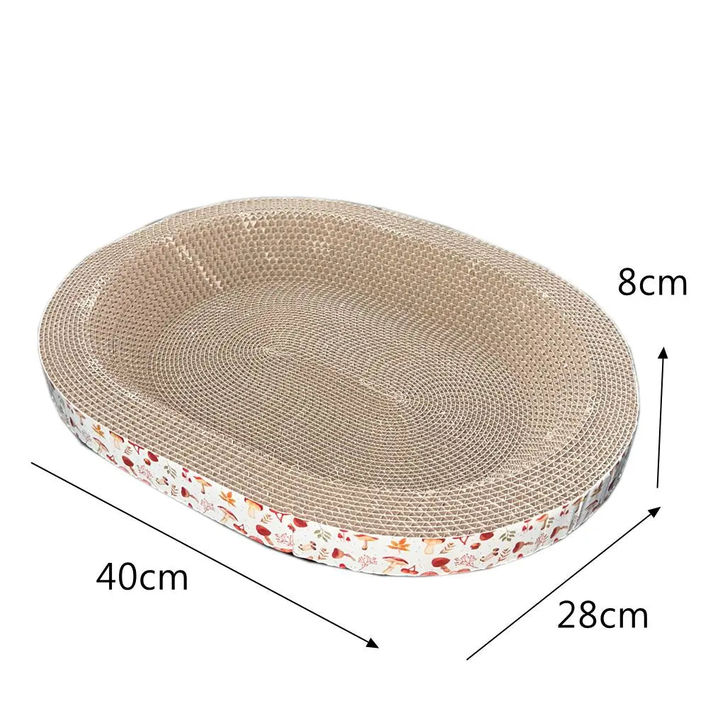 Oval Corrugated Cat Scratching Board – Claw Grinder, Bed & Toy in One