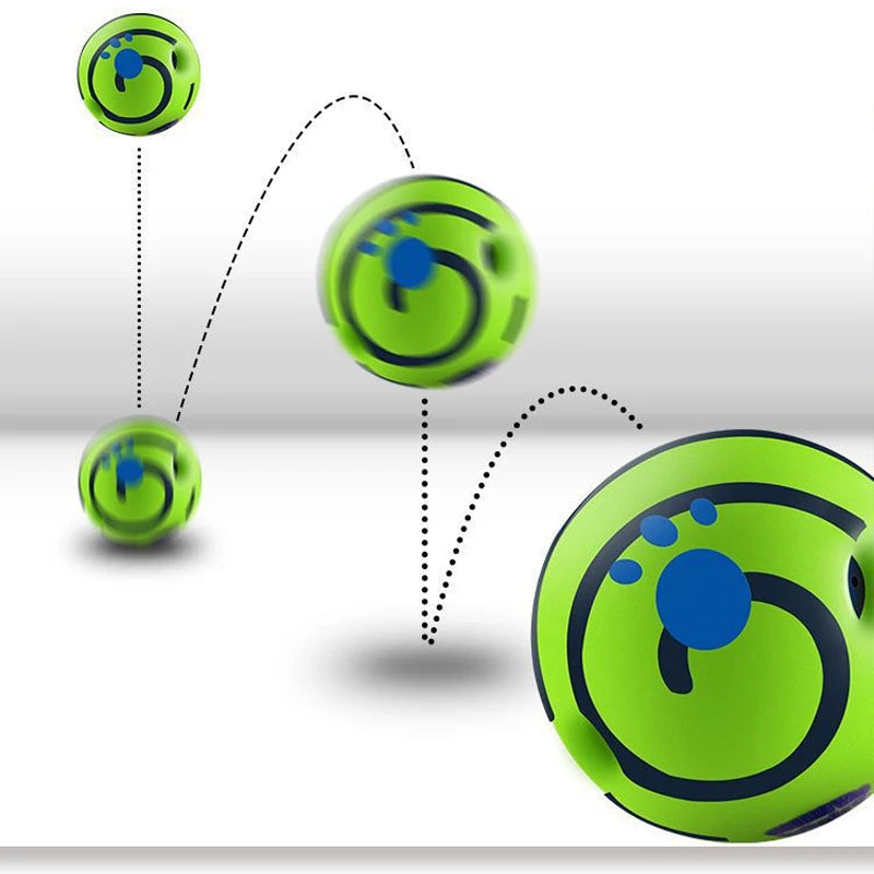 Interactive wobble wag giggle ball dog toy producing fun squeaky sounds without batteries